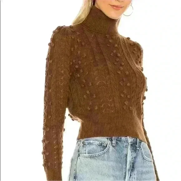 Tularosa Chocolate “Achilles” Cropped Turtleneck Sweater Large New Without Tags! - Picture 2 of 9